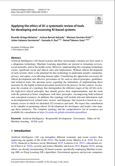Applying the ethics of AI: a systematic review of tools for developing and assessing AI-based systems