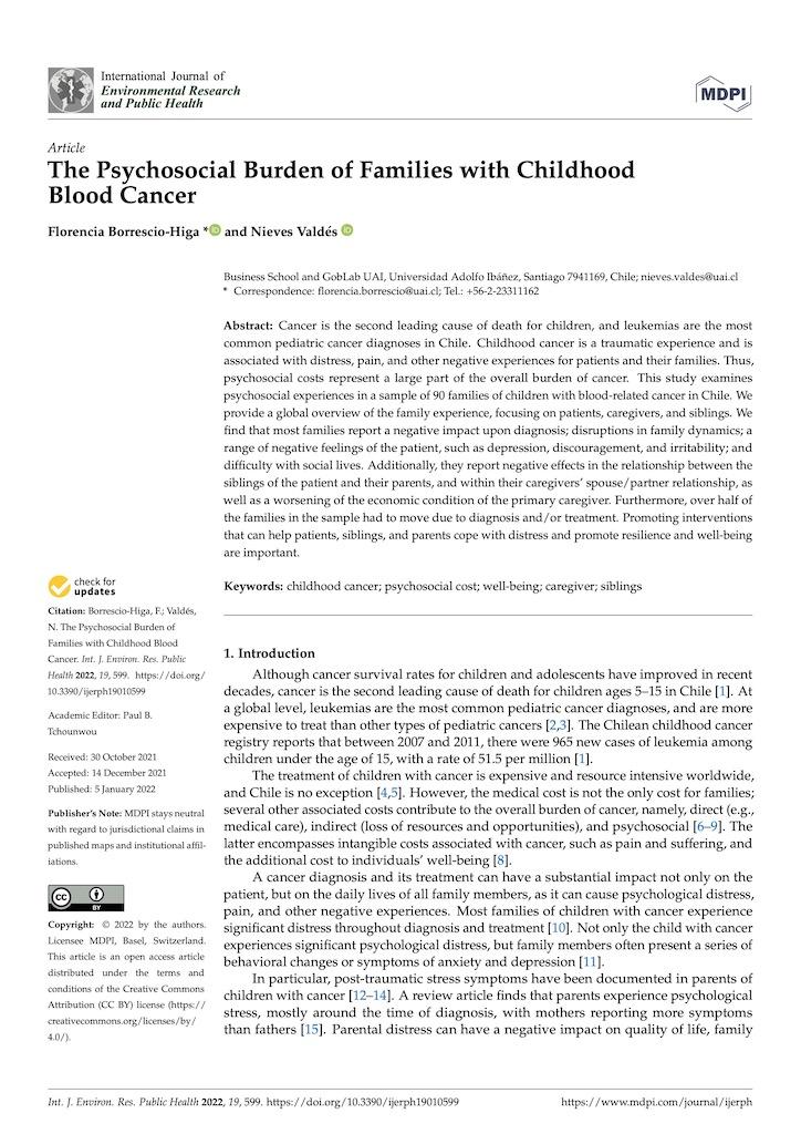 The Psychosocial Burden of Families with Childhood Blood Cancer