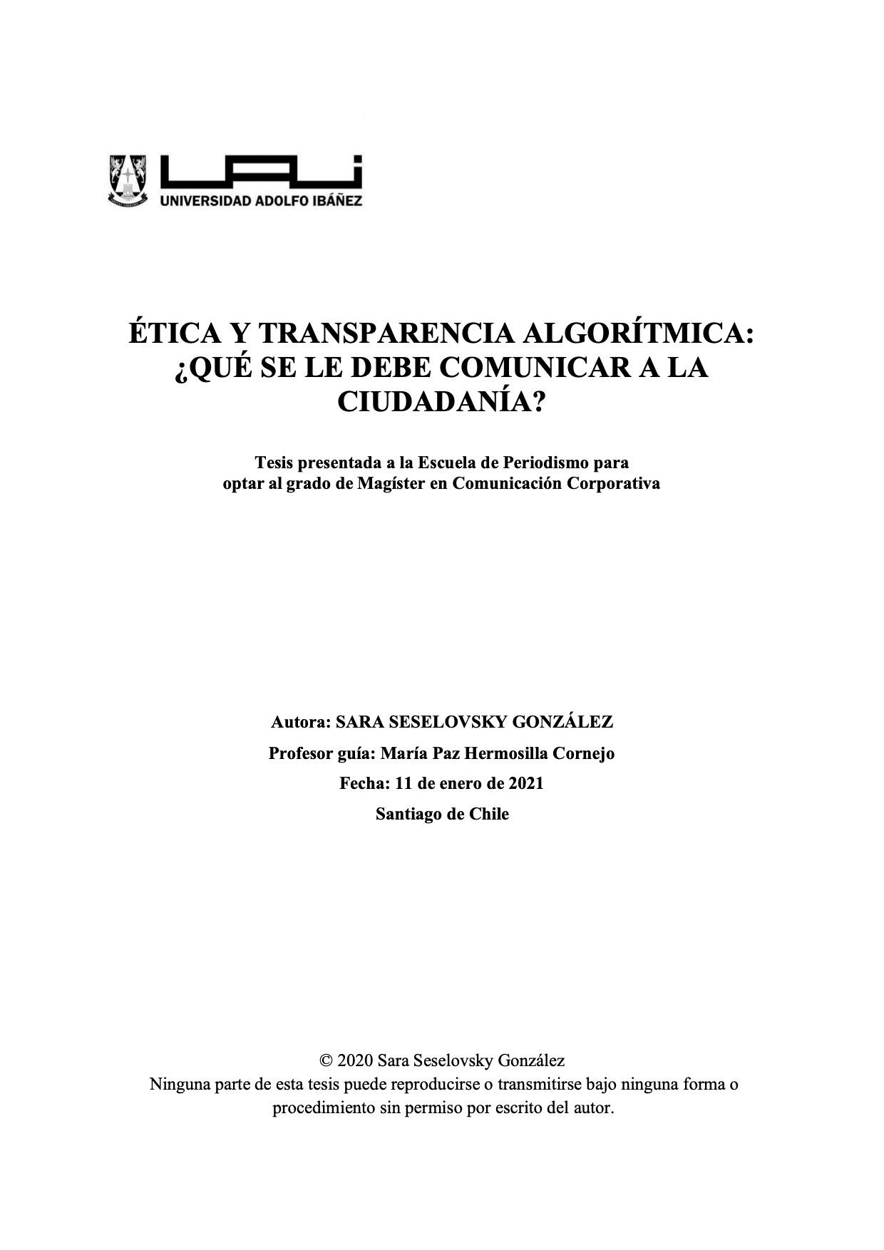Ética y Transparencia Algorítmica: ¿Qué se le debe comunicar a la ciudadanía?
