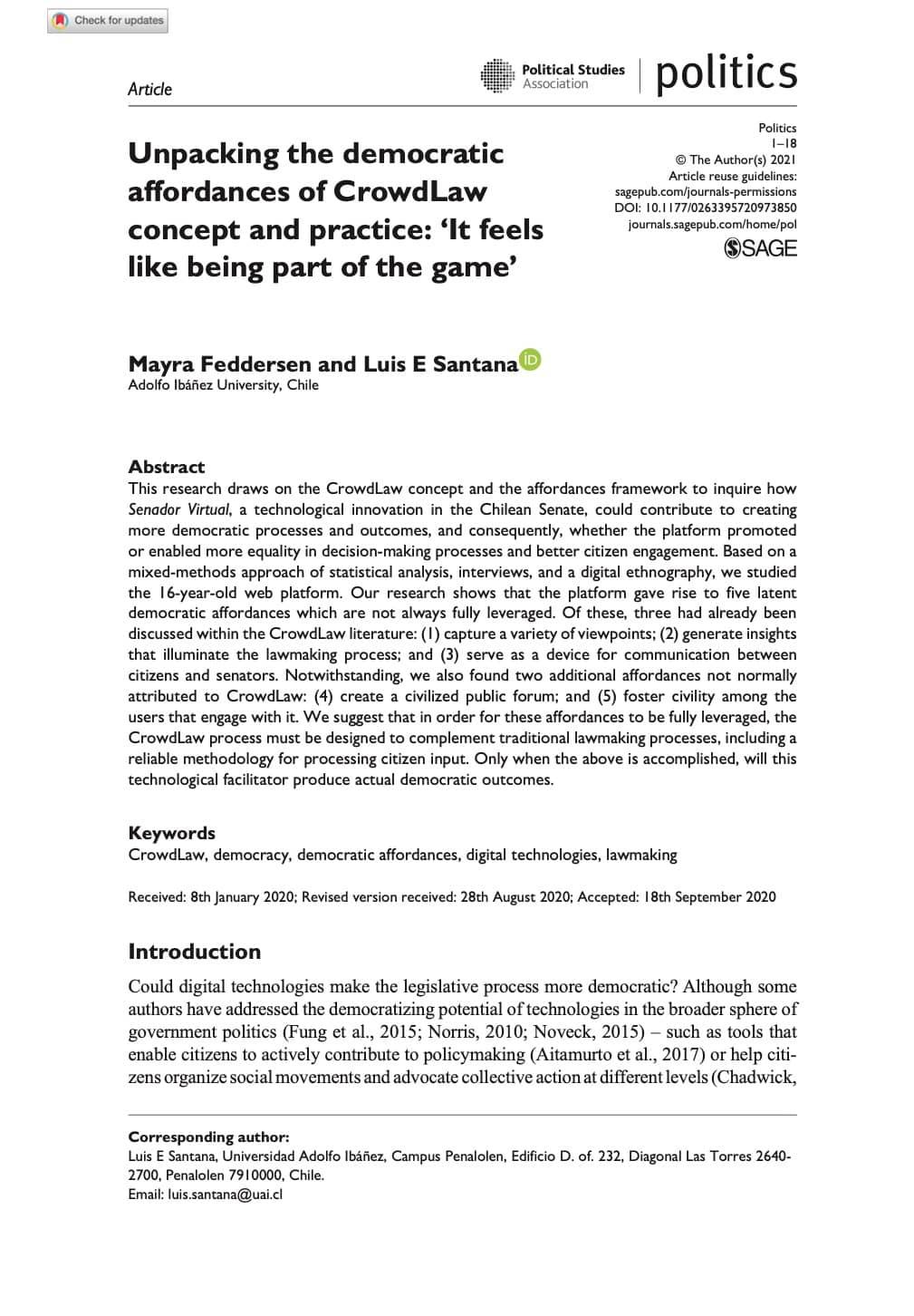 Unpacking the democratic affordances of CrowdLaw concept and practice: ‘It feels like being part of the game’